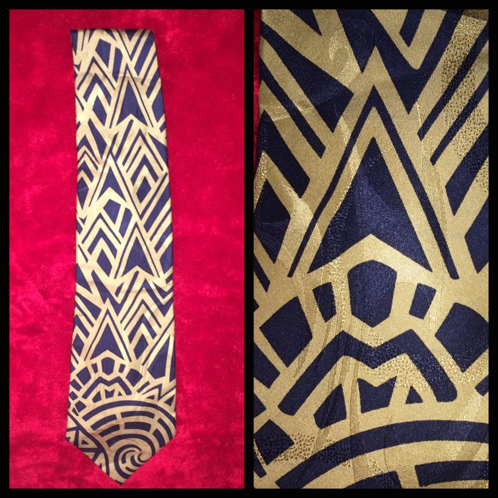 Blue & Gold Tribal Aztec Tie